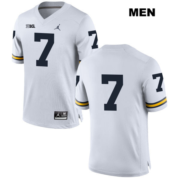 Men's NCAA Michigan Wolverines Khaleke Hudson #7 No Name White Jordan Brand Authentic Stitched Football College Jersey HZ25Y46KS